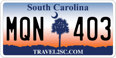 SC license plate MQN403