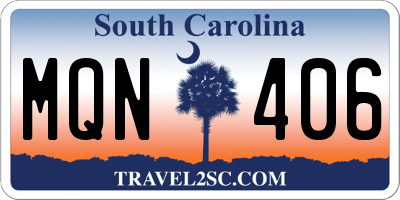 SC license plate MQN406