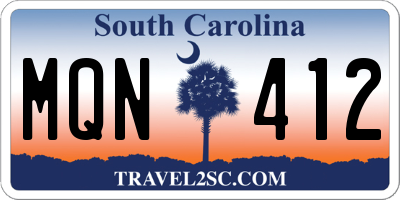 SC license plate MQN412