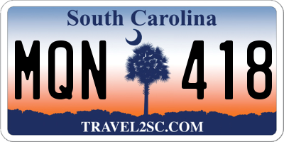 SC license plate MQN418