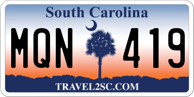 SC license plate MQN419
