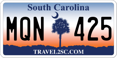 SC license plate MQN425
