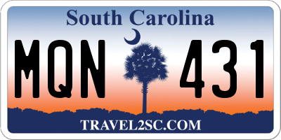 SC license plate MQN431