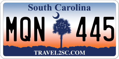 SC license plate MQN445