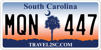 SC license plate MQN447
