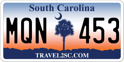 SC license plate MQN453