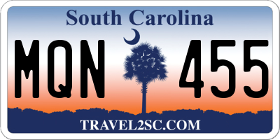 SC license plate MQN455