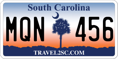SC license plate MQN456
