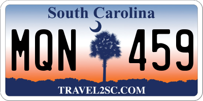 SC license plate MQN459