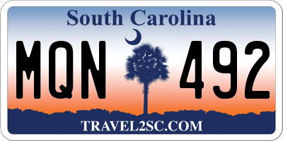 SC license plate MQN492