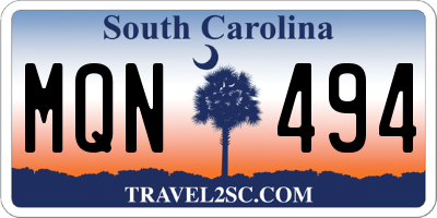 SC license plate MQN494