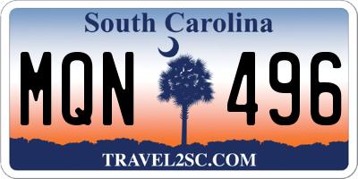 SC license plate MQN496