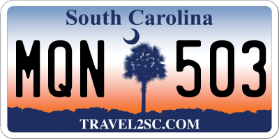 SC license plate MQN503