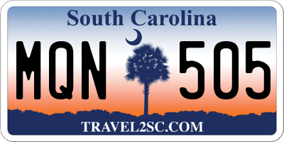 SC license plate MQN505