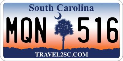 SC license plate MQN516