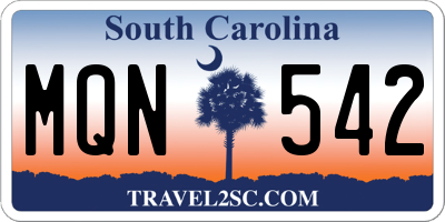 SC license plate MQN542