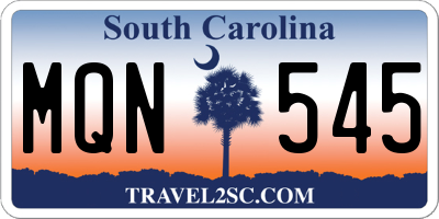 SC license plate MQN545