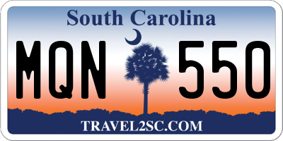 SC license plate MQN550