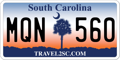 SC license plate MQN560
