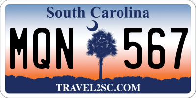 SC license plate MQN567