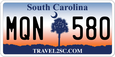 SC license plate MQN580