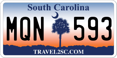 SC license plate MQN593