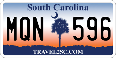 SC license plate MQN596