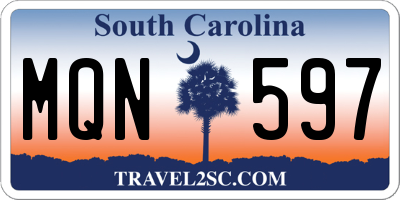 SC license plate MQN597