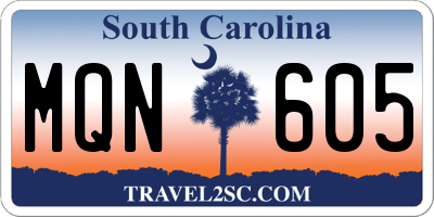 SC license plate MQN605