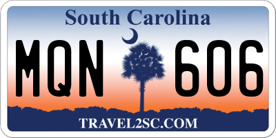 SC license plate MQN606