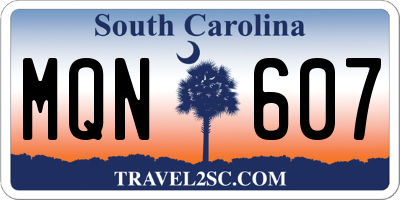 SC license plate MQN607