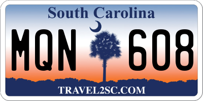 SC license plate MQN608