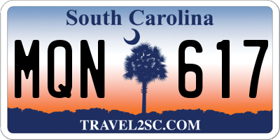 SC license plate MQN617