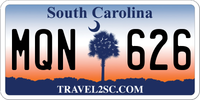 SC license plate MQN626