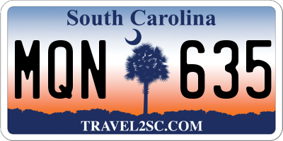 SC license plate MQN635