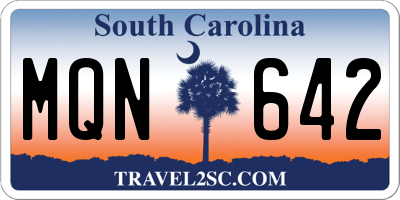 SC license plate MQN642