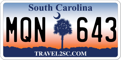 SC license plate MQN643