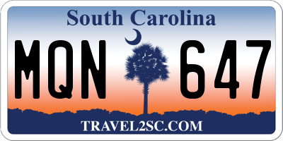 SC license plate MQN647