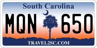 SC license plate MQN650