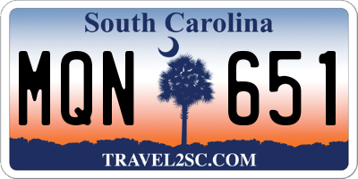 SC license plate MQN651