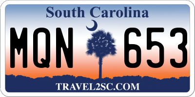 SC license plate MQN653