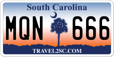 SC license plate MQN666