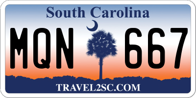 SC license plate MQN667