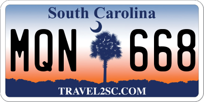 SC license plate MQN668