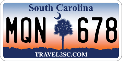 SC license plate MQN678