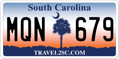 SC license plate MQN679