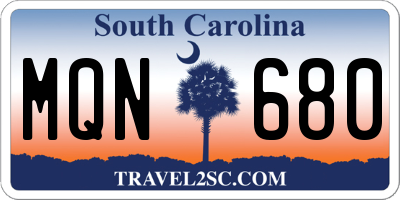 SC license plate MQN680
