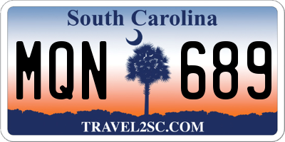 SC license plate MQN689