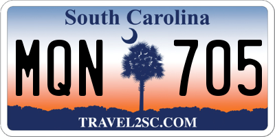 SC license plate MQN705
