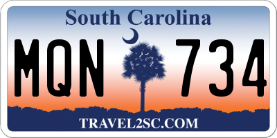 SC license plate MQN734